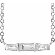 14K White 1/8 CTW Natural Diamond Bar 18' Necklace