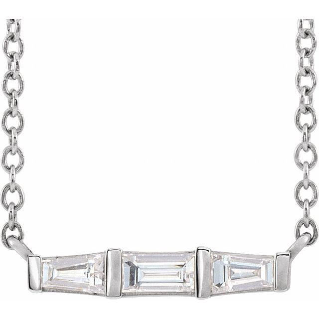14K White 1/8 CTW Natural Diamond Bar 18' Necklace