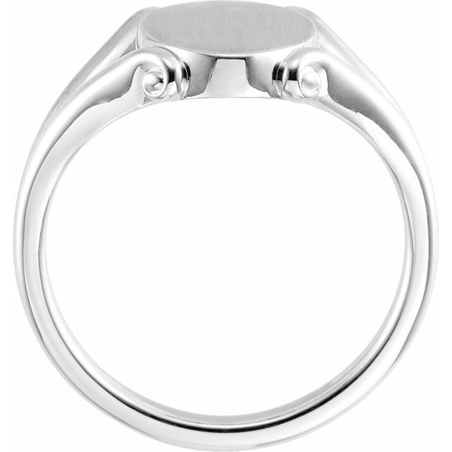 14k White 13.2x8.6 Mm Oval Signet Ring