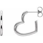 Sterling Silver Heart 15.9 mm Hoop Earrings