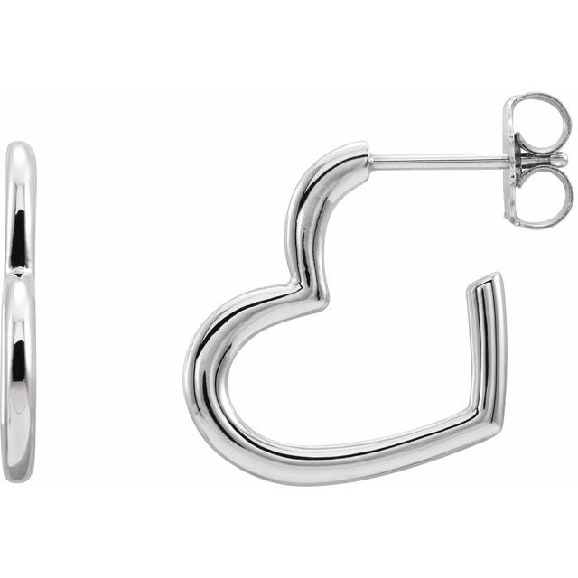 Sterling Silver Heart 15.9 mm Hoop Earrings
