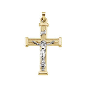 14K Yellow/White 25.3x18 mm Hollow Crucifix Pendant