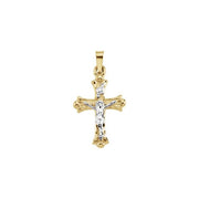 14K Yellow & White 20x14 mm Hollow Crucifix Pendant