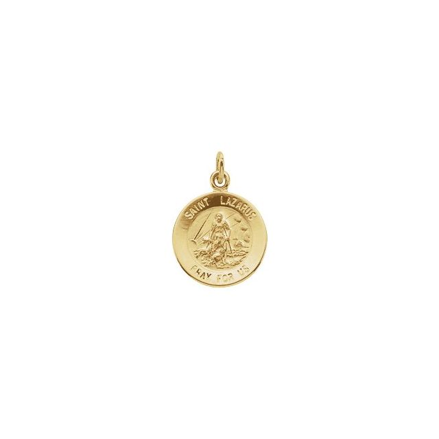 14K Yellow 12 mm Round St. Lazarus Medal