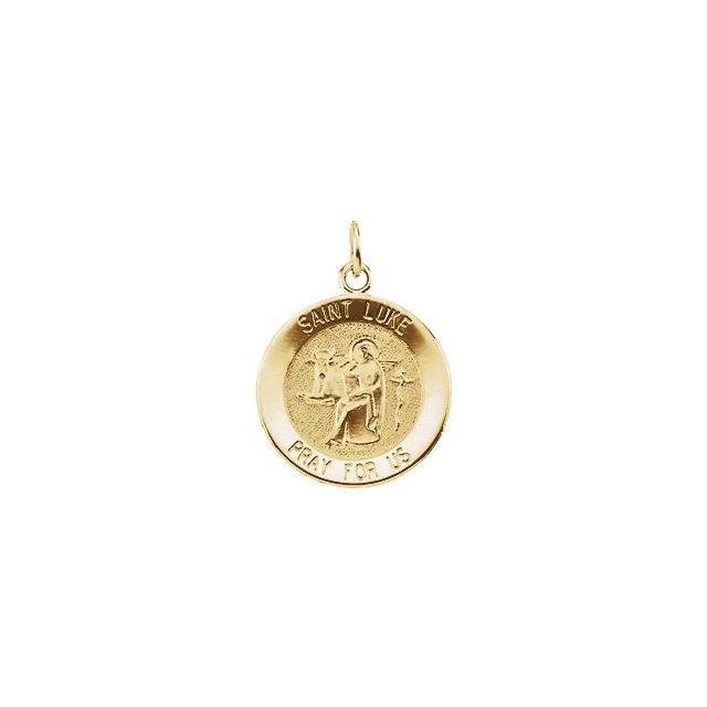14K Yellow 18 mm Round St. Luke Medal