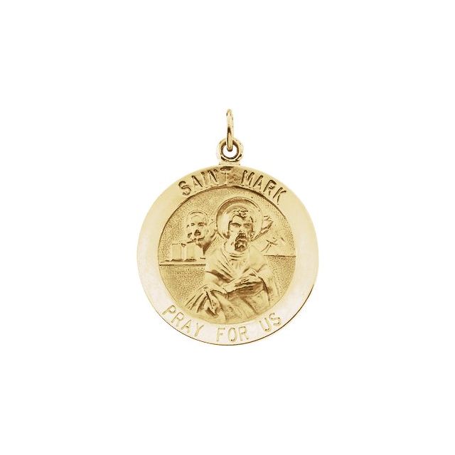 14K Yellow 18 mm Round St. Mark Medal