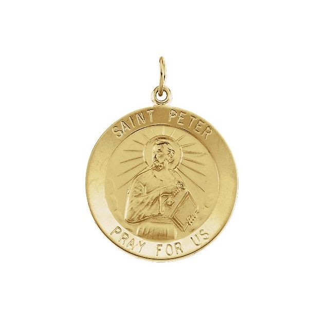 14K Yellow 25 mm Round St. Peter Medal