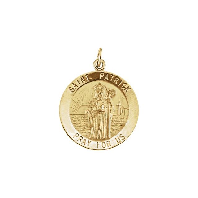 14K Yellow 22 mm Round St. Patrick Medal