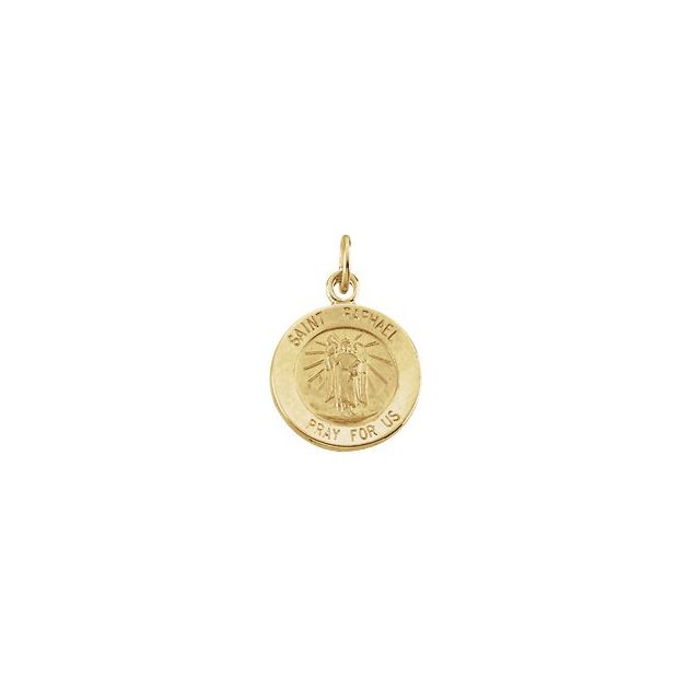 14K Yellow 12 mm Round St. Raphael Medal