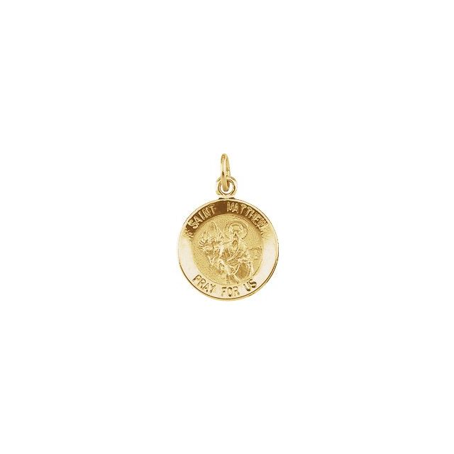 14K Yellow 12 mm Round St. Matthew Medal