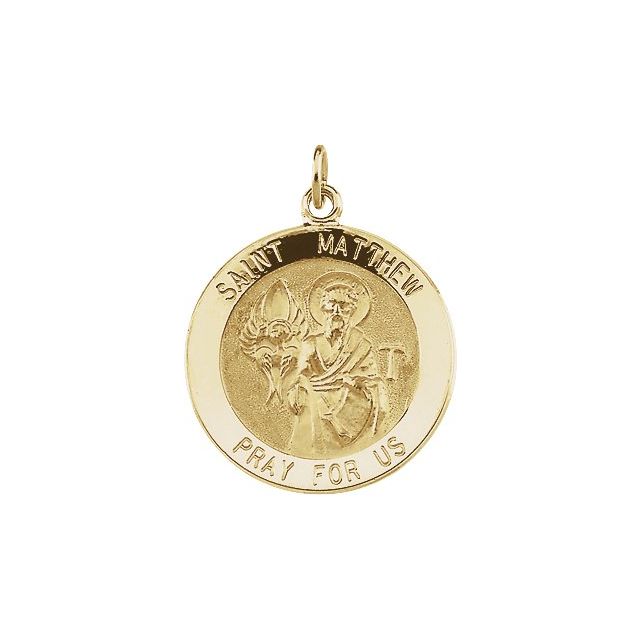 14k Yellow 18 Mm Round St. Matthew Medal