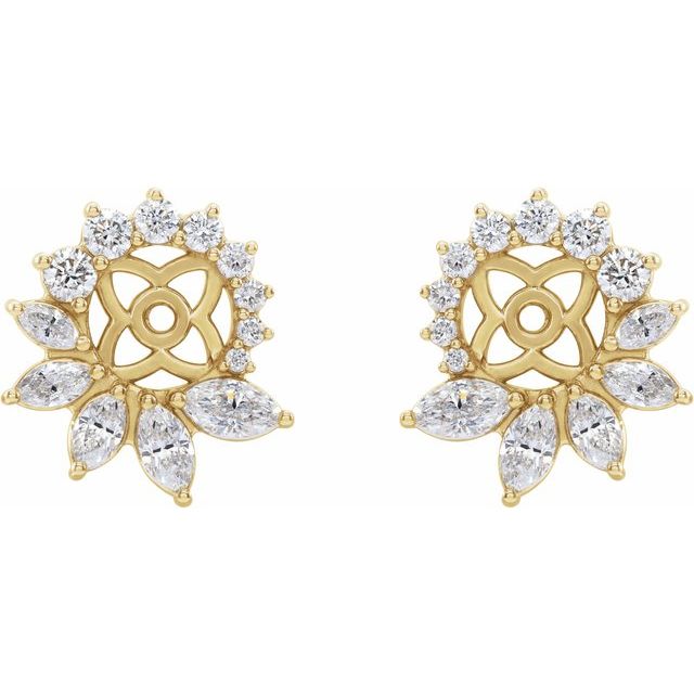 14K Yellow 7/8 CTW Natural Diamond Earring Jackets with 6 mm ID