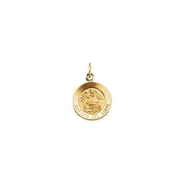 14K Yellow 12 mm Round Caridad del Cobre Medal
