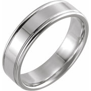 14K White 6 mm Grooved Band Size 10.5