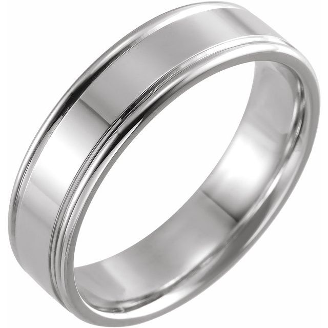 14K White 6 mm Grooved Band Size 11