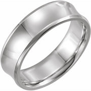 14K White 7 mm Beveled-Edge Concave Band Size 8.5