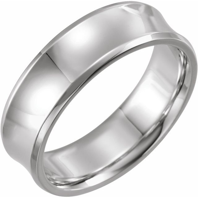 Sterling Silver 7 mm Beveled-Edge Concave Band Size 8.5