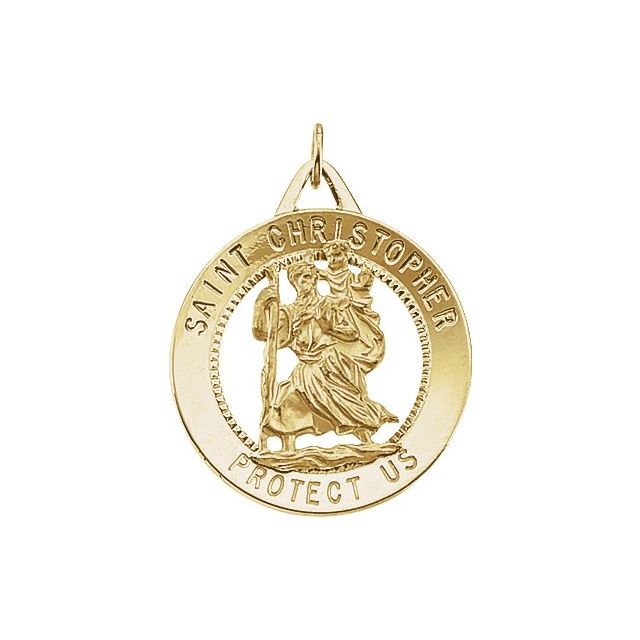 14K Yellow 25 mm St. Christopher Medal