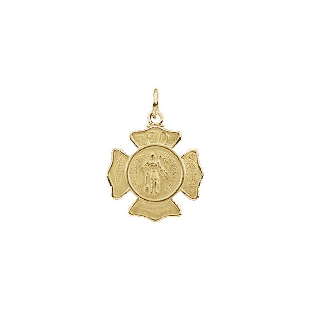 14K Yellow 17 mm St. Florian Medal Pendant