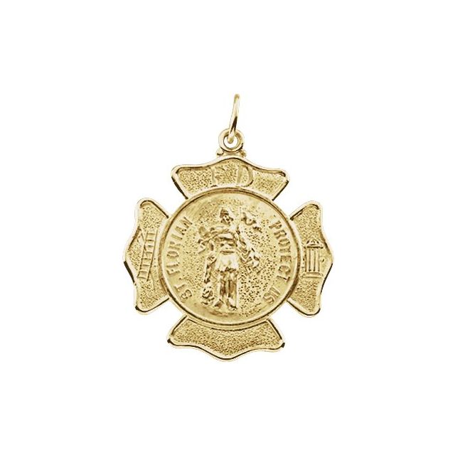 14K Yellow 25 mm St. Florian Medal Pendant
