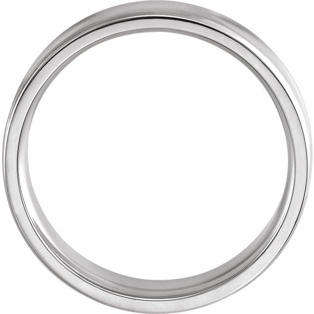 14K White 6 mm Beveled-Edge Concave Band Size 8.5