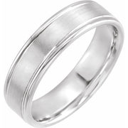 14k White 6 Mm Grooved Band Size 10