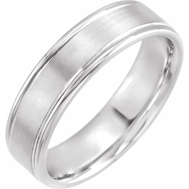 14k White 6 Mm Grooved Band Size 10