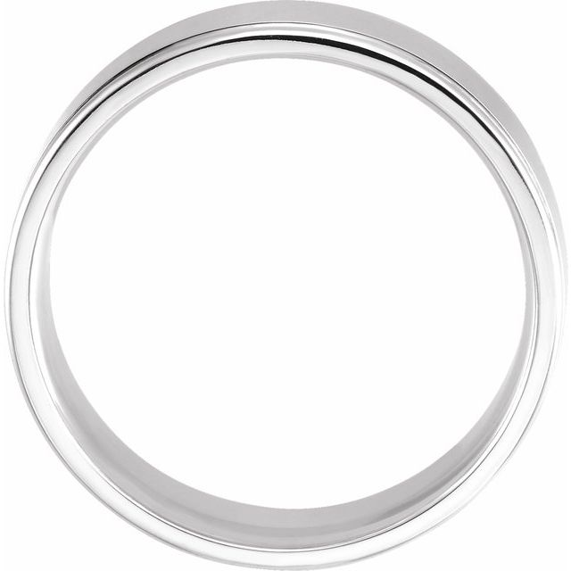 14K White 7 mm Grooved Band Size 10