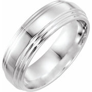 14K White 7 mm Double Stepped Edge Comfort-Fit Band Size 11