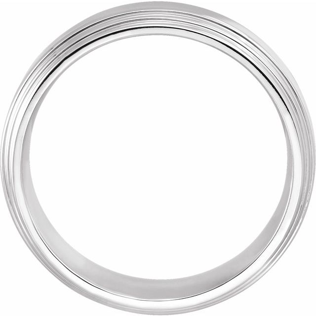 14K White 7 mm Double Stepped Edge Comfort-Fit Band Size 11