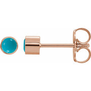 14K Rose Natural Turquoise Bezel-Set Earrings