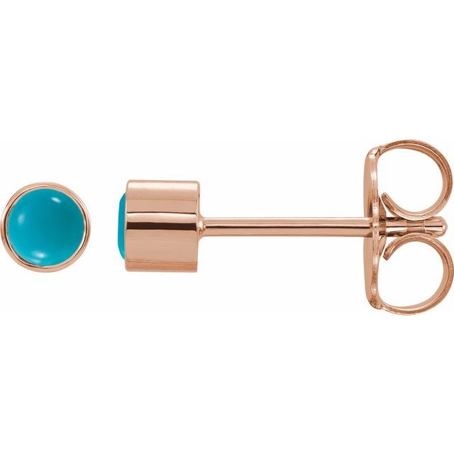 14K Rose Natural Turquoise Bezel-Set Earrings