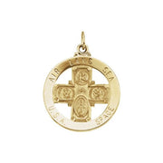 14K Yellow 25 mm St. Christopher Four-Way Air, Land & Sea Medal