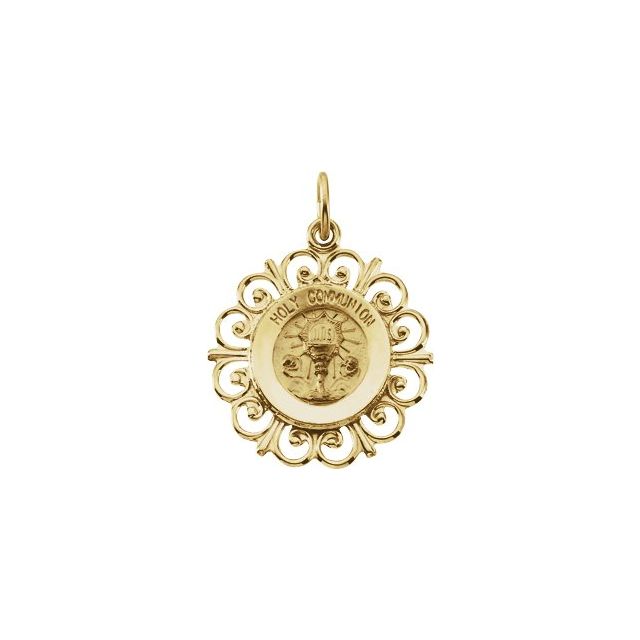 14K Yellow 20x18.5 mm Holy Communion Medal