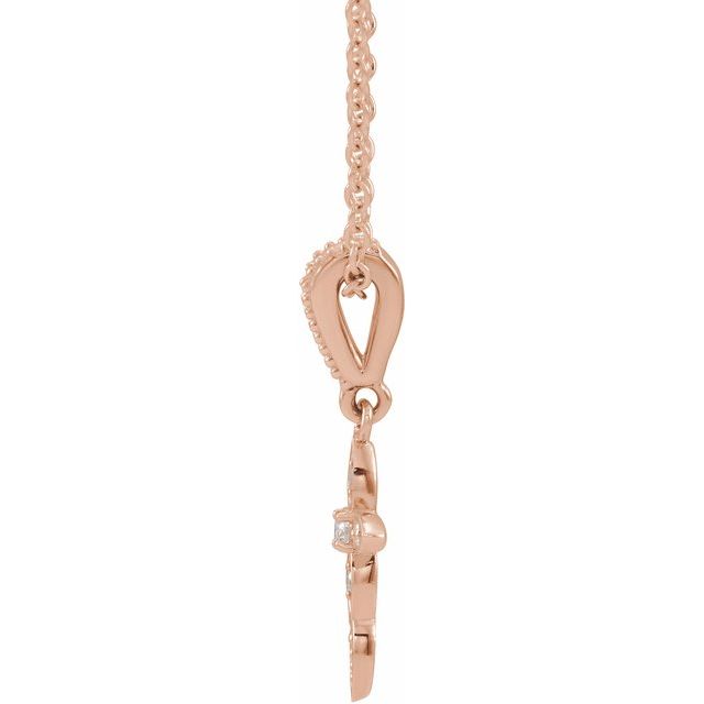 14K Rose .03 CTW Natural Diamond Petite Vintage-Inspired 16-18' Cross Necklace