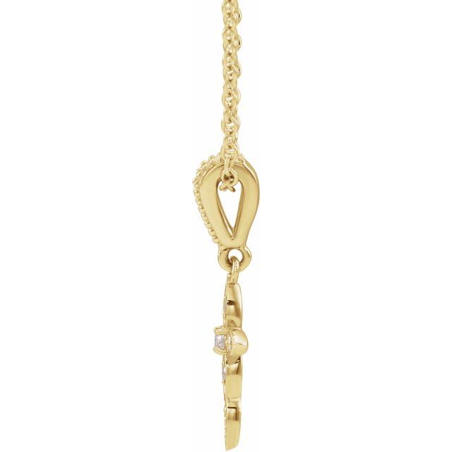 14K Yellow .03 CTW Natural Diamond Petite Vintage-Inspired 16-18' Cross Necklace
