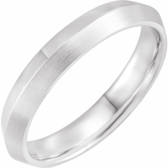 14k White 4 Mm Knife-edge Band With Satin Finish Size 8