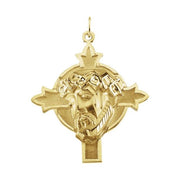 14k Yellow 22.5x21.5 Mm Face Of Jesus Pendant