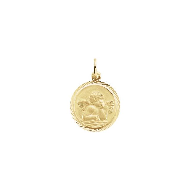 14K Yellow 18 mm Angel Medal