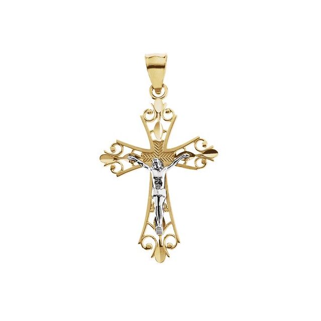 14K Yellow/White 27x19.5 mm Crucifix Pendant