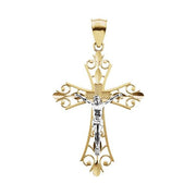14k Yellow/white 34x24 Mm Crucifix Pendant