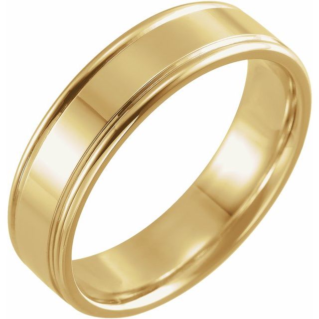 14K Yellow 6 mm Grooved Band Size 10.5