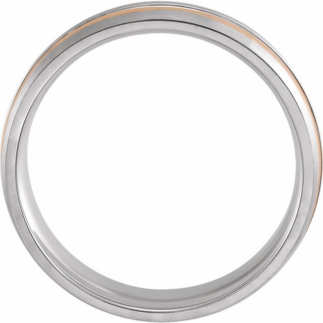 14k White & Rose 6 Mm Grooved Band With Brush Finish Size 9