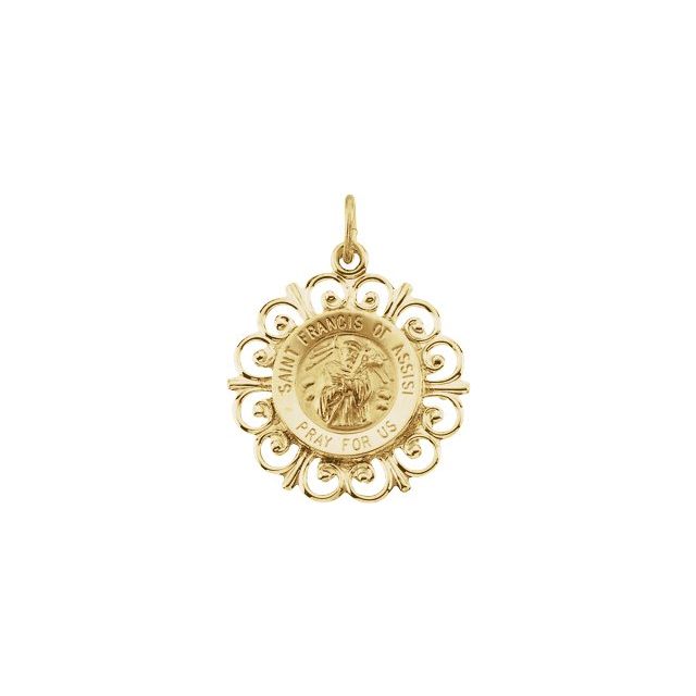 14K Yellow 18 mm St. Francis of Assisi Medal