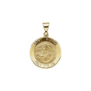 14K Yellow 18x18 mm Round Hollow St. Michael Medal