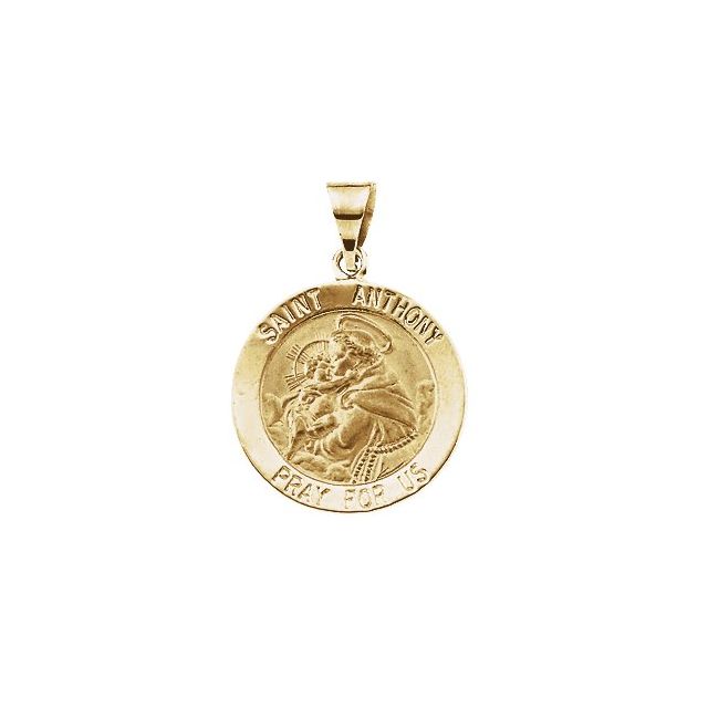 14K Yellow 18 mm Round Hollow St. Anthony Medal