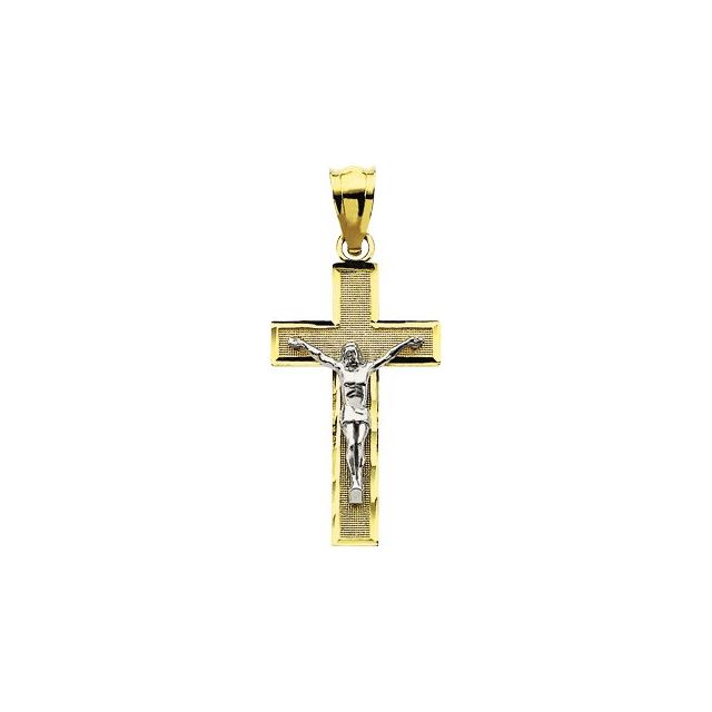 14K Yellow/White 22x12.7 mm Crucifix Pendant