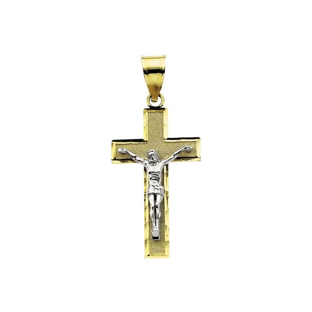14K Yellow/White 26.5x15.2 mm Crucifix Pendant