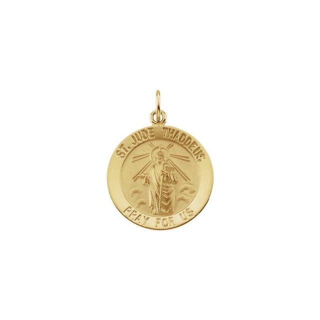 14K Yellow 18 mm Round St. Jude Thaddeus Medal