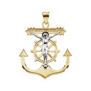 14K Yellow/White 31x30 mm Mariner's Crucifix Pendant
